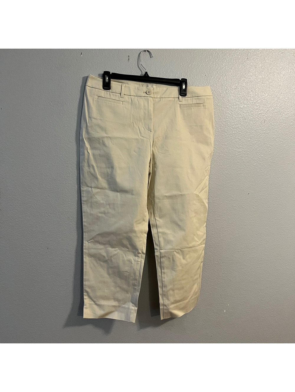 Talbots Petites Women’s 14P Ivory Cream Straight Leg Dress Pants Capris Trousers